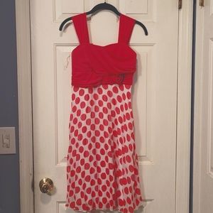 Pleated pink polkadot  dress by Speechless size 16